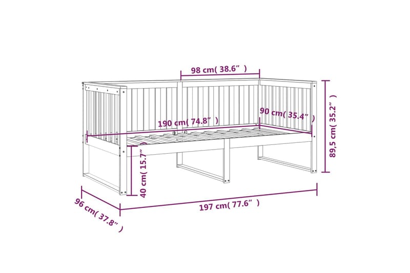 beBasic Dagseng grå 90x190 cm heltre furu - GrÃ¥ - Møbler - Senger - Sengeramme & sengestamme