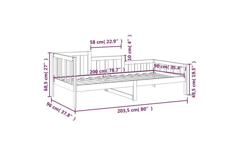 beBasic Dagseng grå 90x200 cm heltre furu - GrÃ¥ - Møbler - Senger - Sengeramme & sengestamme