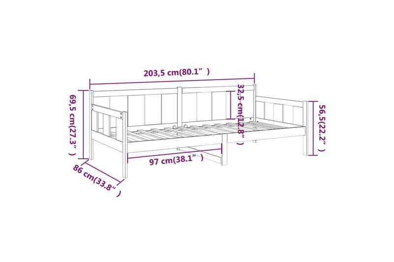 beBasic Dagseng grå heltre furu 80x200 cm - GrÃ¥ - Møbler - Senger - Sengeramme & sengestamme