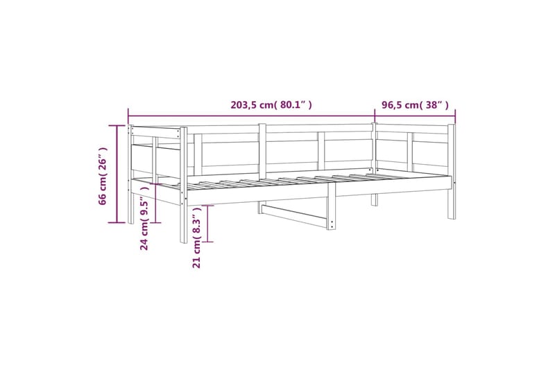 beBasic Dagseng grå heltre furu 90x200 cm - GrÃ¥ - Møbler - Senger - Sengeramme & sengestamme