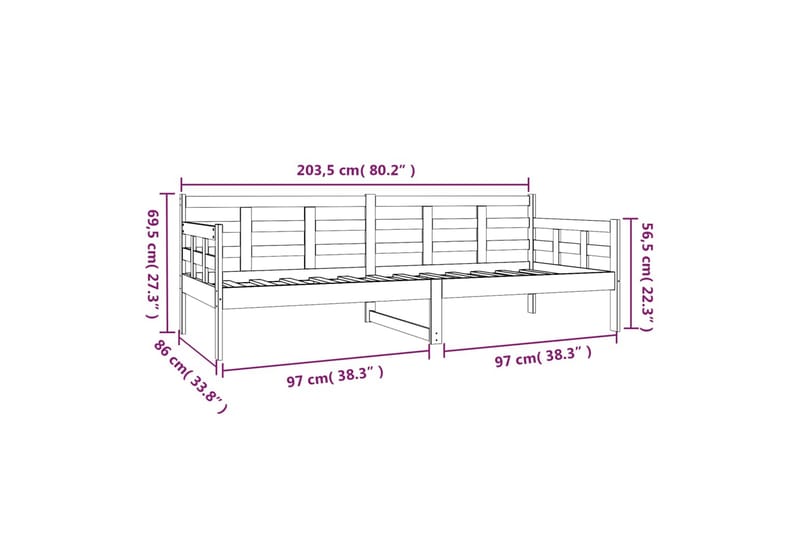 beBasic Dagseng heltre furu 80x200 cm - Brun - Møbler - Senger - Sengeramme & sengestamme