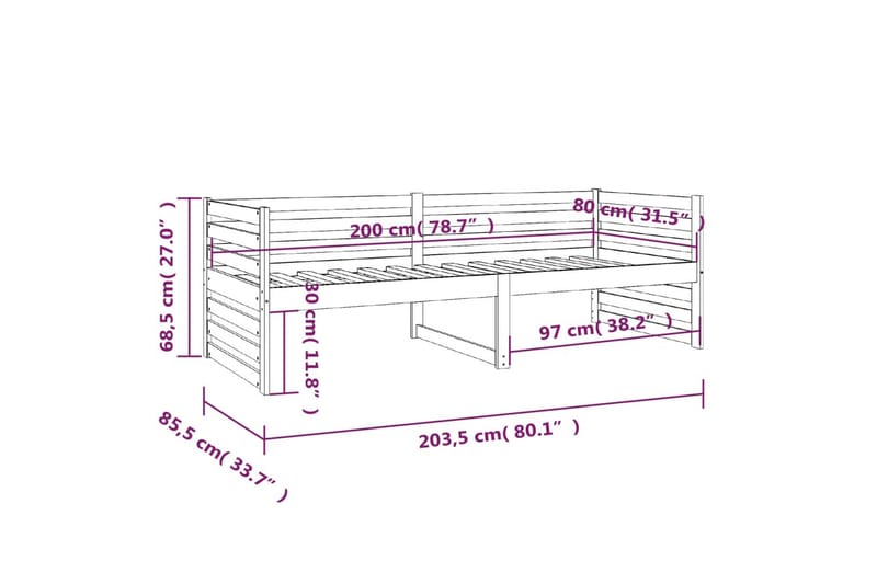 beBasic Dagseng honningbrun 80x200 cm heltre furu - Brun - Møbler - Senger - Sengeramme & sengestamme