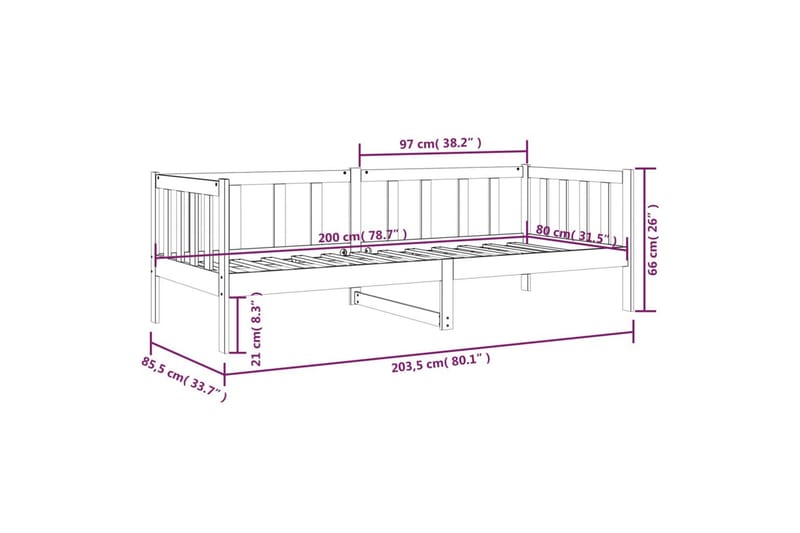 beBasic Dagseng honningbrun 80x200 cm heltre furu - Brun - Møbler - Senger - Sengeramme & sengestamme