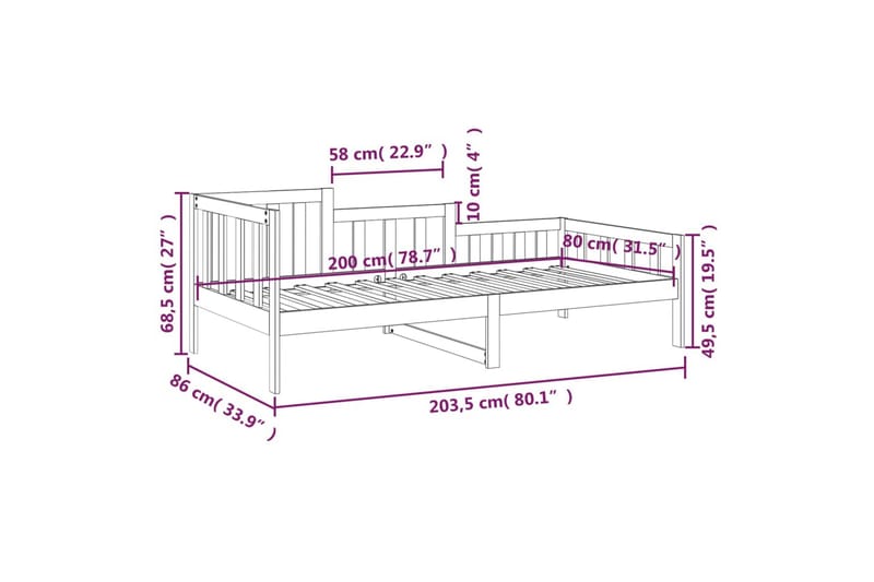 beBasic Dagseng honningbrun 80x200 cm heltre furu - Brun - Møbler - Senger - Sengeramme & sengestamme