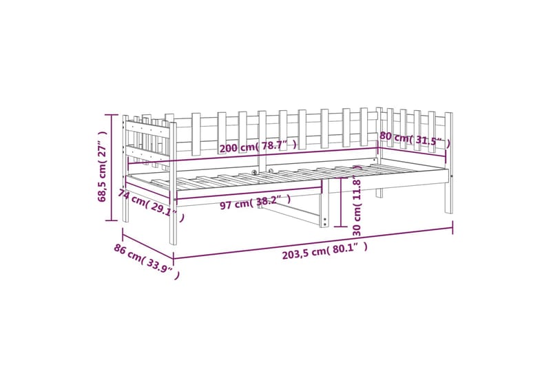 beBasic Dagseng honningbrun 80x200 cm heltre furu - Brun - Møbler - Senger - Sengeramme & sengestamme