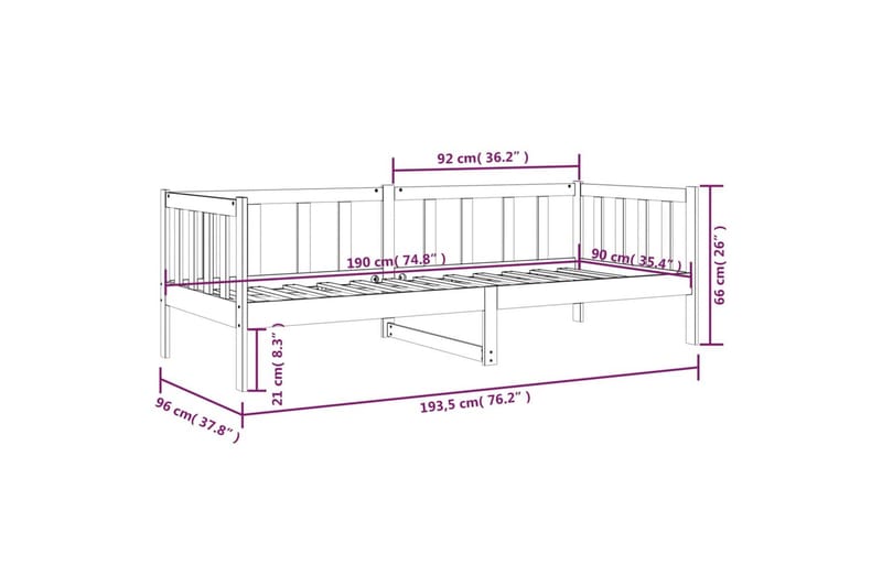 beBasic Dagseng honningbrun 90x190 cm heltre furu - Brun - Møbler - Senger - Sengeramme & sengestamme