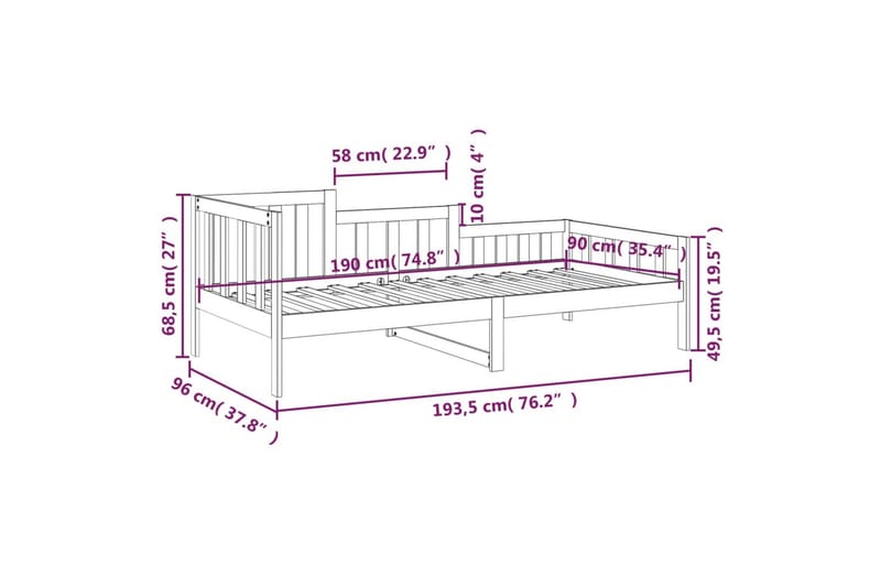 beBasic Dagseng honningbrun 90x190 cm heltre furu - Brun - Møbler - Senger - Sengeramme & sengestamme