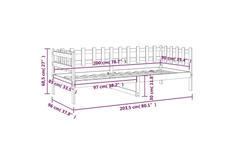 beBasic Dagseng honningbrun 90x200 cm heltre furu - Brun - Møbler - Senger - Sengeramme & sengestamme