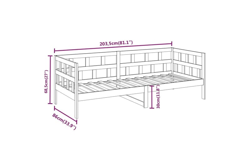 beBasic Dagseng honningbrun heltre furu 80x200 cm - Brun - Møbler - Senger - Sengeramme & sengestamme