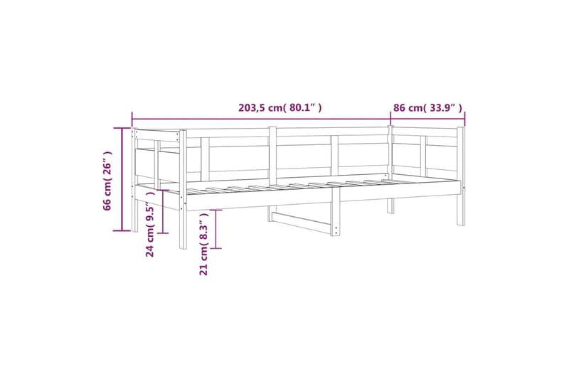 beBasic Dagseng honningbrun heltre furu 80x200 cm - Brun - Møbler - Senger - Sengeramme & sengestamme