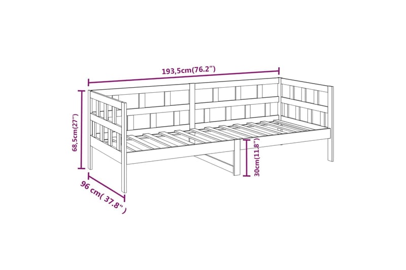 beBasic Dagseng honningbrun heltre furu 90x190 cm - Brun - Møbler - Senger - Sengeramme & sengestamme