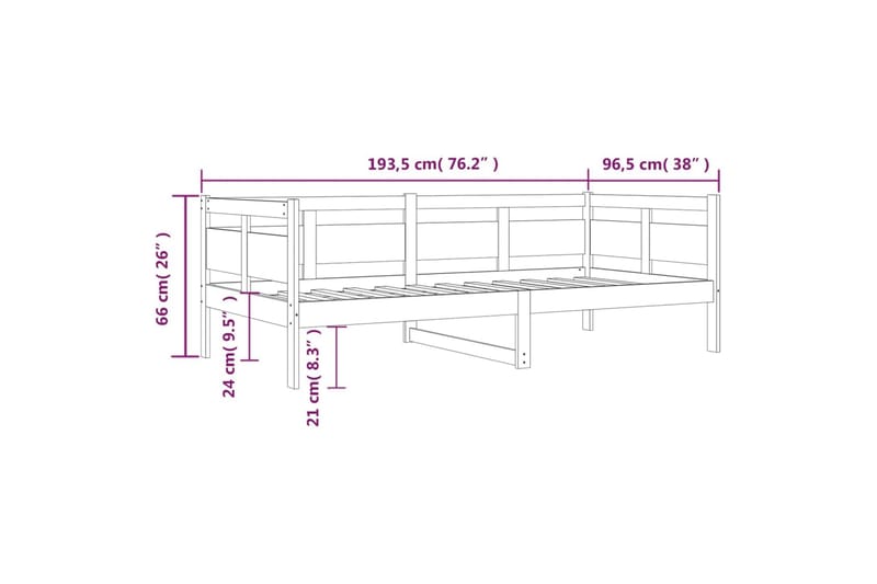 beBasic Dagseng honningbrun heltre furu 90x190 cm - Brun - Møbler - Senger - Sengeramme & sengestamme