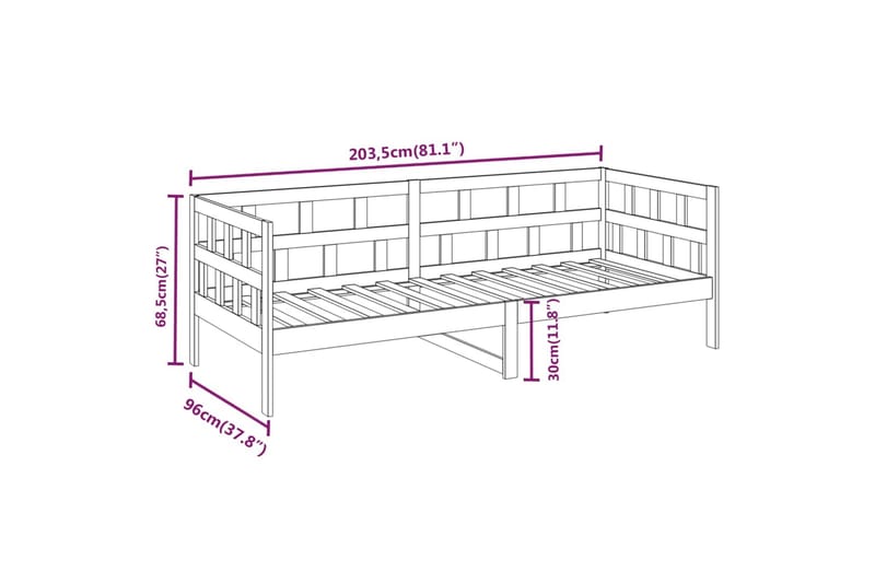 beBasic Dagseng honningbrun heltre furu 90x200 cm - Brun - Møbler - Senger - Sengeramme & sengestamme