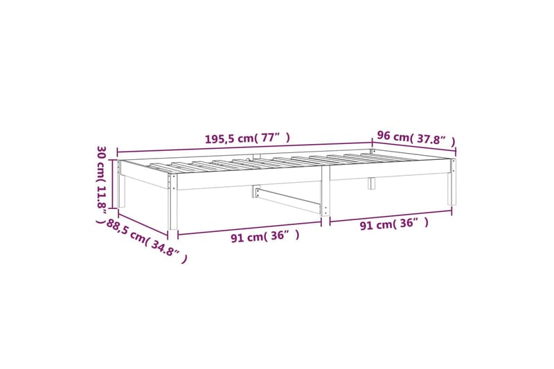 beBasic Dagseng hvit 90x190 cm 3FT Single heltre furu - Hvit - Møbler - Senger - Sengeramme & sengestamme