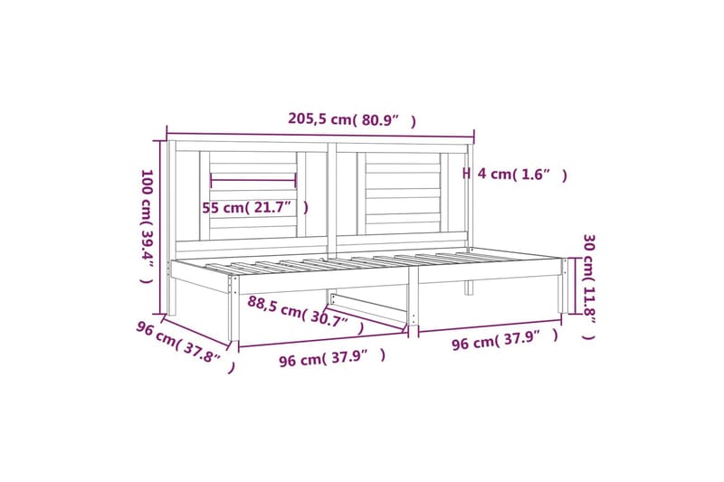 beBasic Dagseng hvit 90x200 cm heltre furu - Hvit - Møbler - Senger - Sengeramme & sengestamme