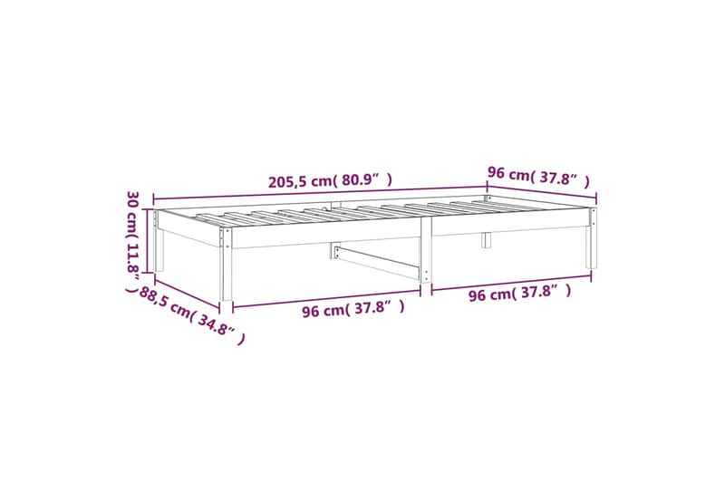 beBasic Dagseng hvit 90x200 cm heltre furu - Hvit - Møbler - Senger - Sengeramme & sengestamme