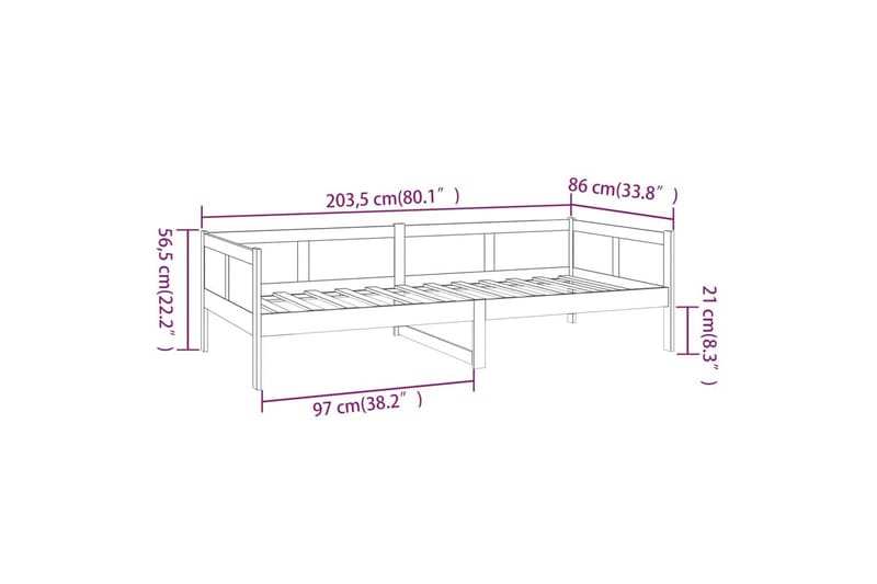 beBasic Dagseng svart heltre furu 80x200 cm - Svart - Møbler - Senger - Sengeramme & sengestamme