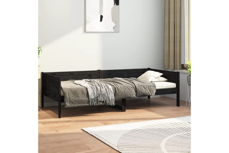 beBasic Dagseng svart heltre furu 90x190 cm - Svart - Møbler - Senger - Sengeramme & sengestamme