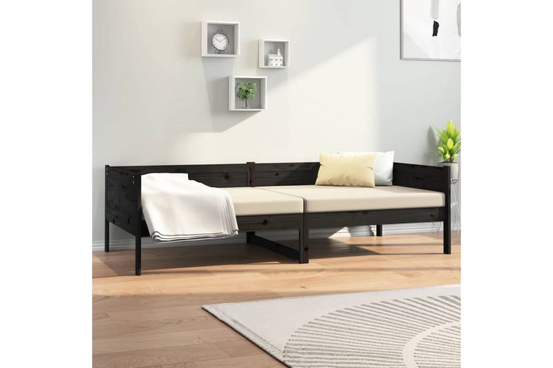 beBasic Dagseng svart heltre furu 90x190 cm - Svart - Møbler - Senger - Sengeramme & sengestamme