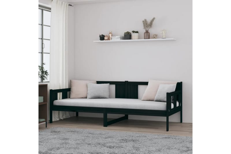 beBasic Dagseng svart heltre furu 90x200 cm - Svart - Møbler - Senger - Sengeramme & sengestamme