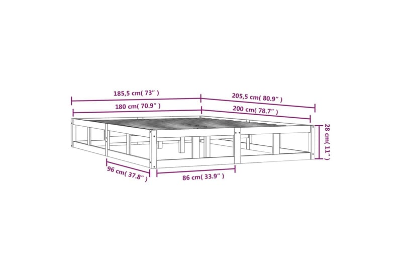 beBasic Sengeramme 180x200 cm 6FT Super King heltre - Brun - Møbler - Senger - Sengeramme & sengestamme