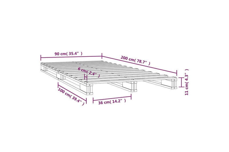 beBasic Sengeramme 90x200 cm heltre furu - Brun - Møbler - Senger - Sengeramme & sengestamme