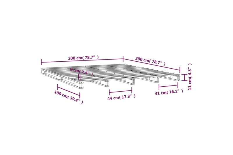 beBasic Sengeramme grå heltre furu 200x200 cm - GrÃ¥ - Møbler - Senger - Sengeramme & sengestamme