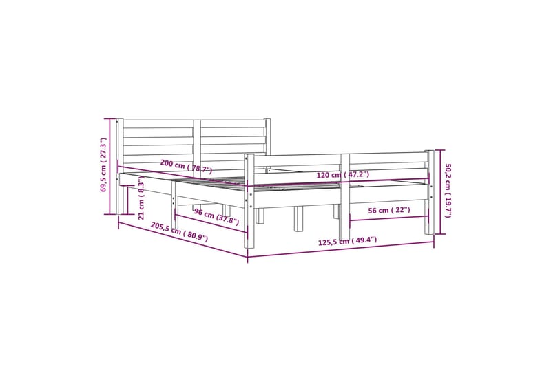 beBasic Sengeramme heltre 120x200 cm - Brun - Møbler - Senger - Sengeramme & sengestamme