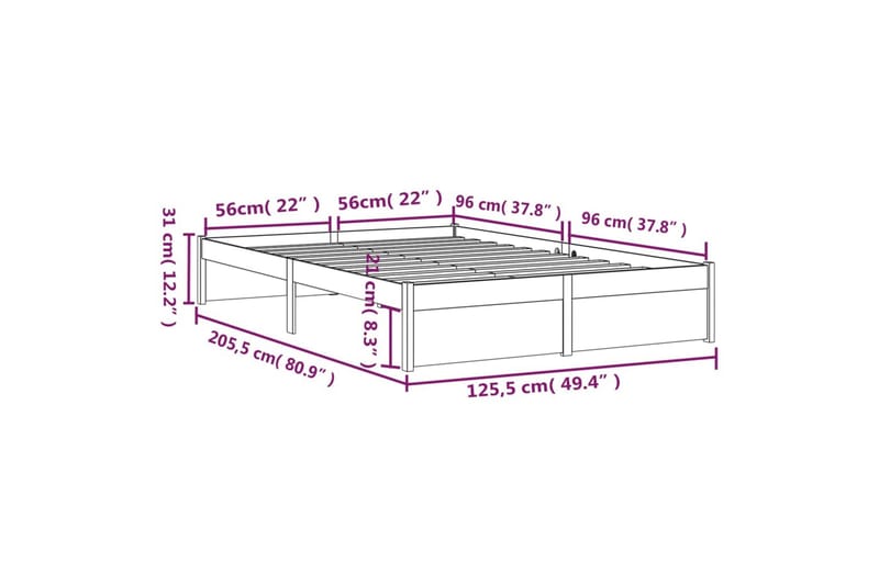 beBasic Sengeramme heltre 120x200 cm - Brun - Møbler - Senger - Sengeramme & sengestamme