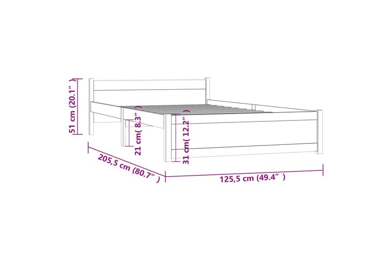 beBasic Sengeramme heltre 120x200 cm - Brun - Møbler - Senger - Sengeramme & sengestamme