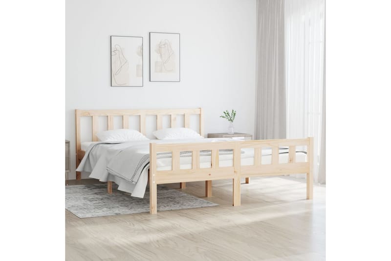 beBasic Sengeramme heltre 135x190 cm 4FT6 Double - Brun - Møbler - Senger - Sengeramme & sengestamme