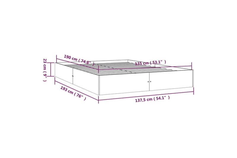 beBasic Sengeramme heltre 135x190 cm 4FT6 Double - Brun - Møbler - Senger - Sengeramme & sengestamme