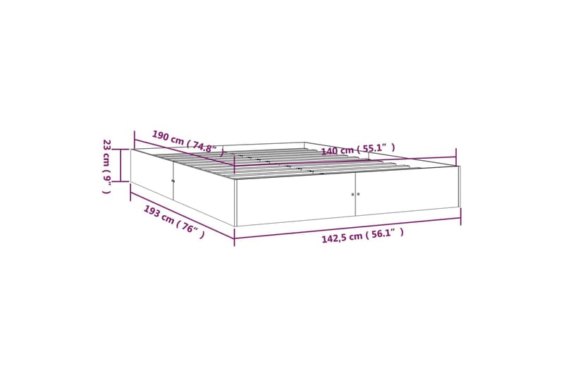 beBasic Sengeramme heltre 140x190 cm - Brun - Møbler - Senger - Sengeramme & sengestamme