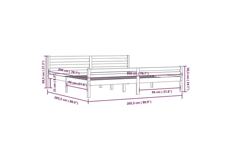 beBasic Sengeramme heltre 200x200 cm - Brun - Møbler - Senger - Sengeramme & sengestamme