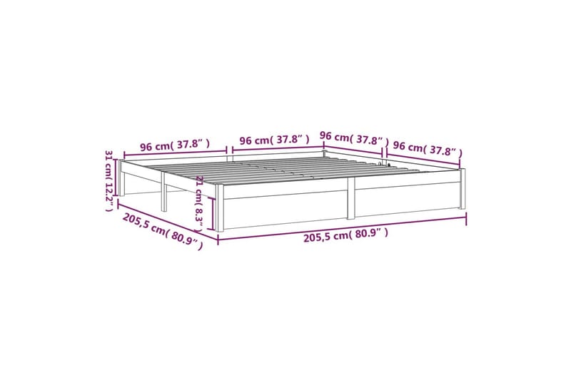 beBasic Sengeramme heltre 200x200 cm - Brun - Møbler - Senger - Sengeramme & sengestamme