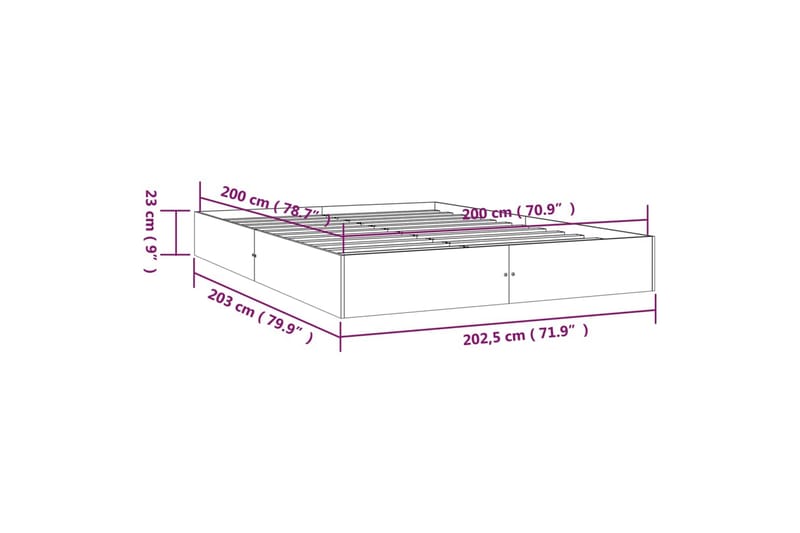 beBasic Sengeramme heltre 200x200 cm - Brun - Møbler - Senger - Sengeramme & sengestamme