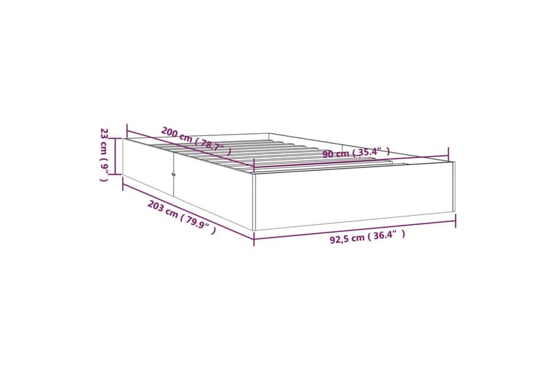 beBasic Sengeramme heltre 90x200 cm - Brun - Møbler - Senger - Sengeramme & sengestamme