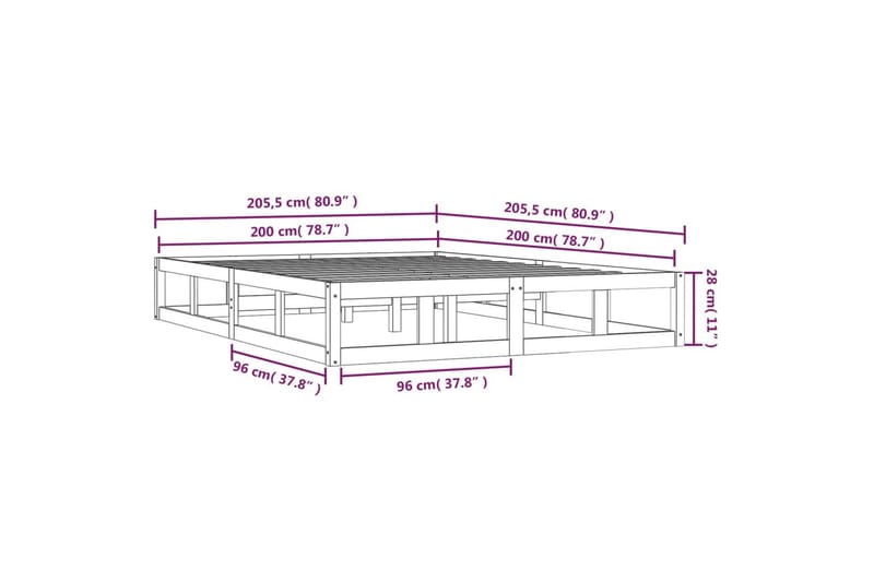 beBasic Sengeramme honningbrun 200x200 cm heltre - Brun - Møbler - Senger - Sengeramme & sengestamme