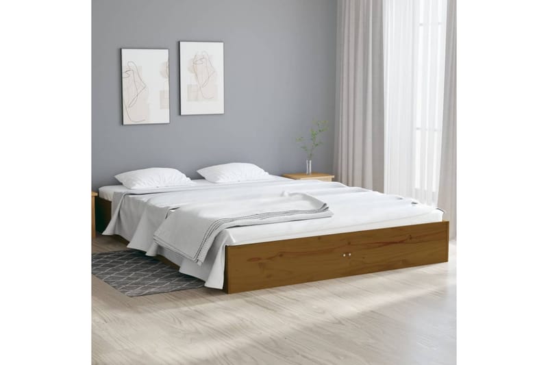 beBasic Sengeramme honningbrun heltre 120x190 cm 4FT Small Double - Brun - Møbler - Senger - Sengeramme & sengestamme