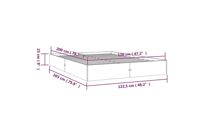 beBasic Sengeramme honningbrun heltre 120x200 cm - Brun - Møbler - Senger - Sengeramme & sengestamme