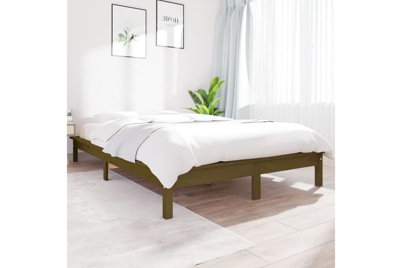 beBasic Sengeramme honningbrun heltre 135x190 cm 4FT6 Double - Brun - Møbler - Senger - Sengeramme & sengestamme