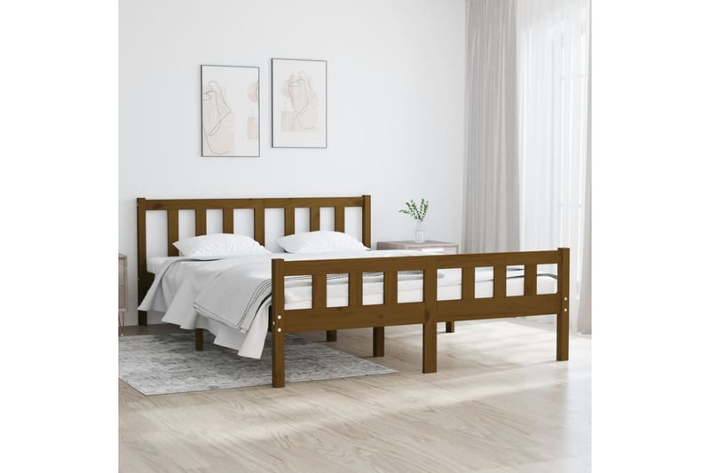 beBasic Sengeramme honningbrun heltre 140x190 cm - Brun - Møbler - Senger - Sengeramme & sengestamme