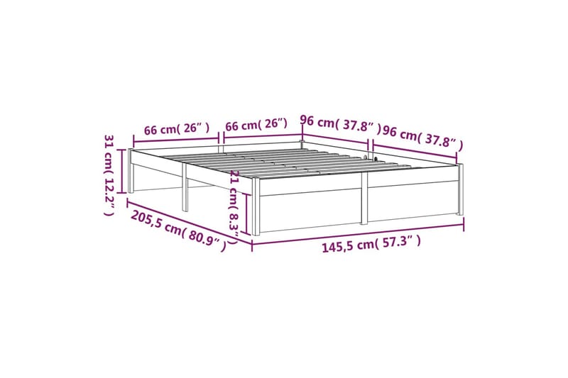 beBasic Sengeramme honningbrun heltre 140x200 cm - Brun - Møbler - Senger - Sengeramme & sengestamme