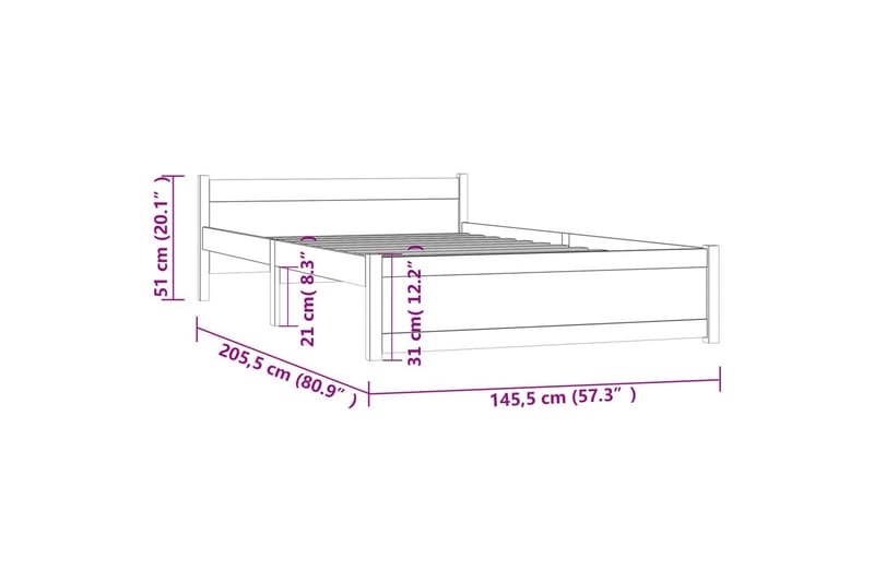 beBasic Sengeramme honningbrun heltre 140x200 cm - Brun - Møbler - Senger - Sengeramme & sengestamme