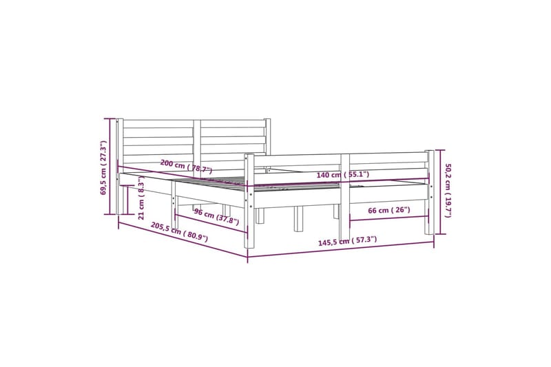 beBasic Sengeramme honningbrun heltre 140x200 cm - Brun - Møbler - Senger - Sengeramme & sengestamme