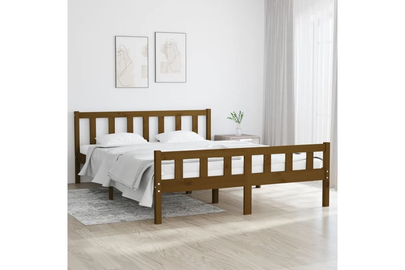 beBasic Sengeramme honningbrun heltre 150x200 cm 5FT King Size - Brun - Møbler - Senger - Sengeramme & sengestamme