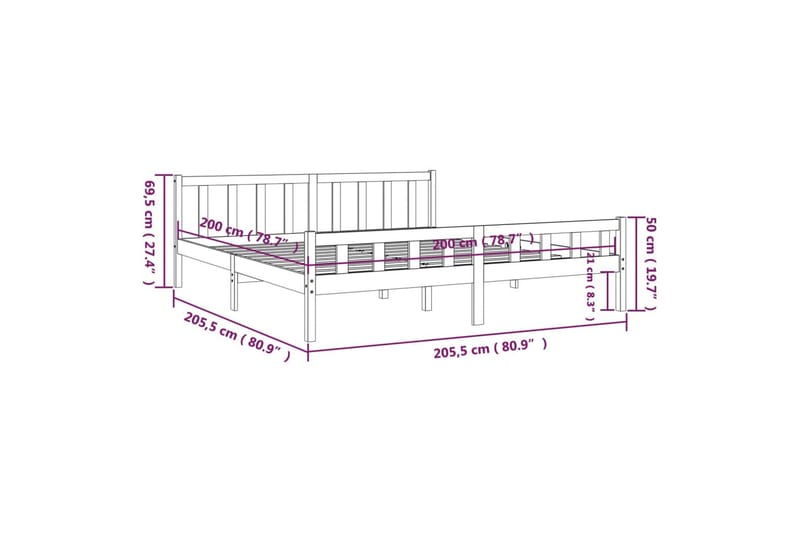 beBasic Sengeramme honningbrun heltre 200x200 cm - Brun - Møbler - Senger - Sengeramme & sengestamme