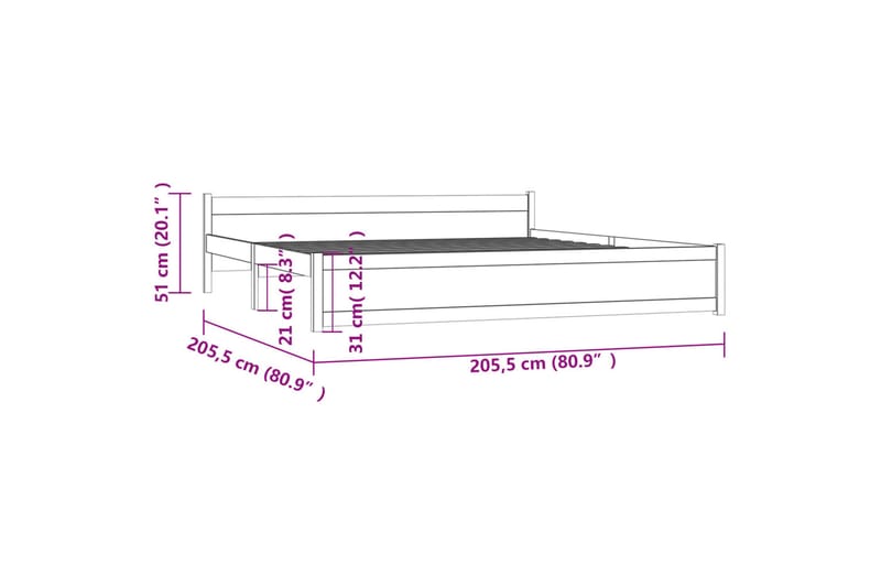 beBasic Sengeramme honningbrun heltre 200x200 cm - Brun - Møbler - Senger - Sengeramme & sengestamme