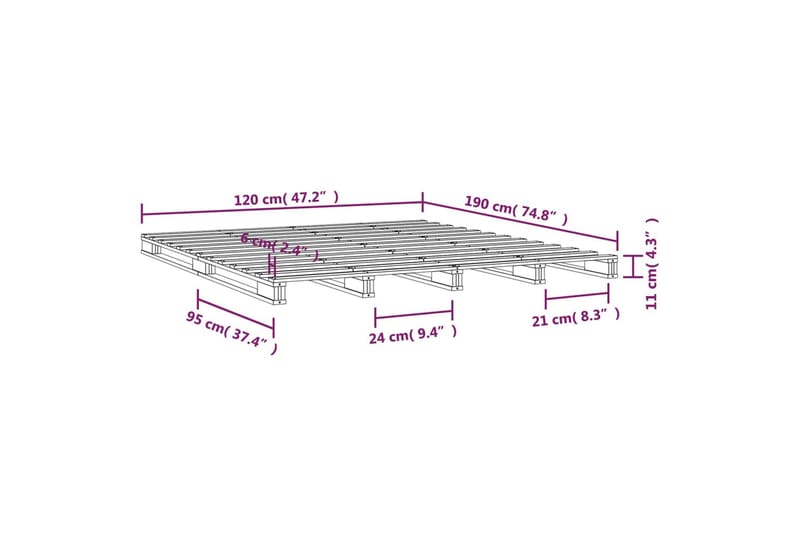 beBasic Sengeramme honningbrun heltre furu 120x190cm 4FT Small Double - Brun - Møbler - Senger - Sengeramme & sengestamme