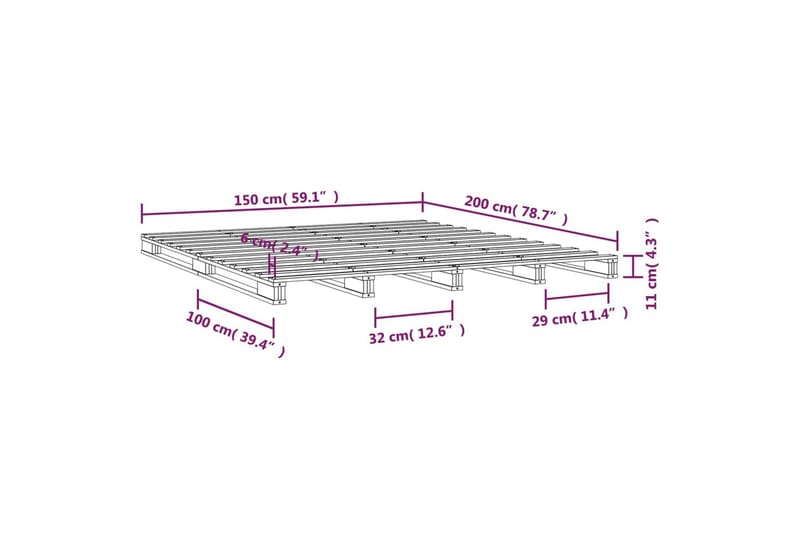 beBasic Sengeramme honningbrun heltre furu 150x200 cm 5FT King Size - Brun - Møbler - Senger - Sengeramme & sengestamme